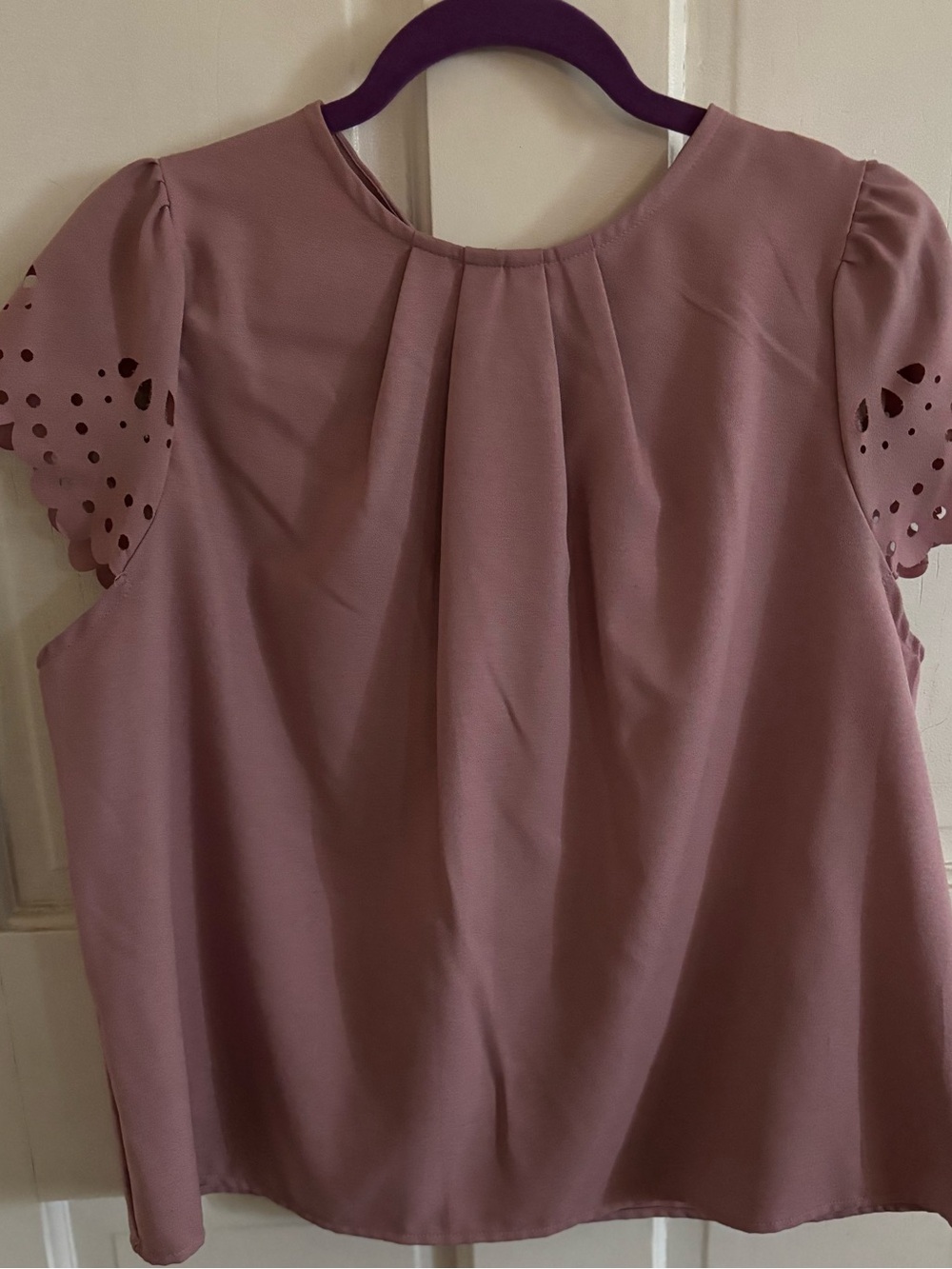 Women's Blouse - Dusty Rose Short Sleeve Top